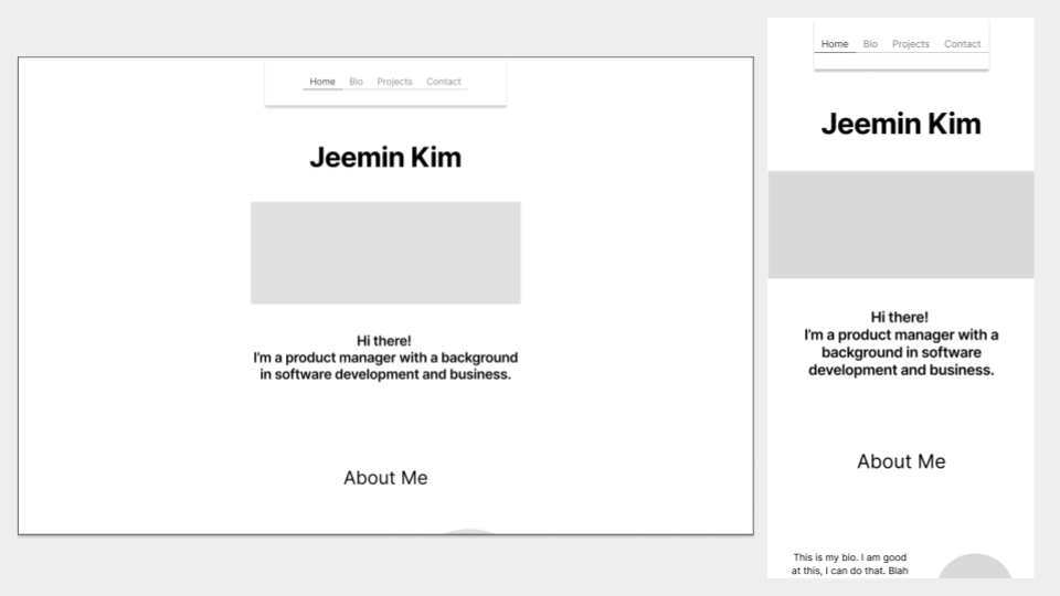 Portfolio wireframe